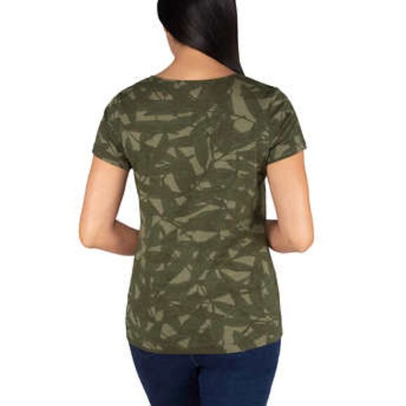 NEW Nicole Miller Printed Slub Knit Tee | Green Leaves - Picture 3 of 4